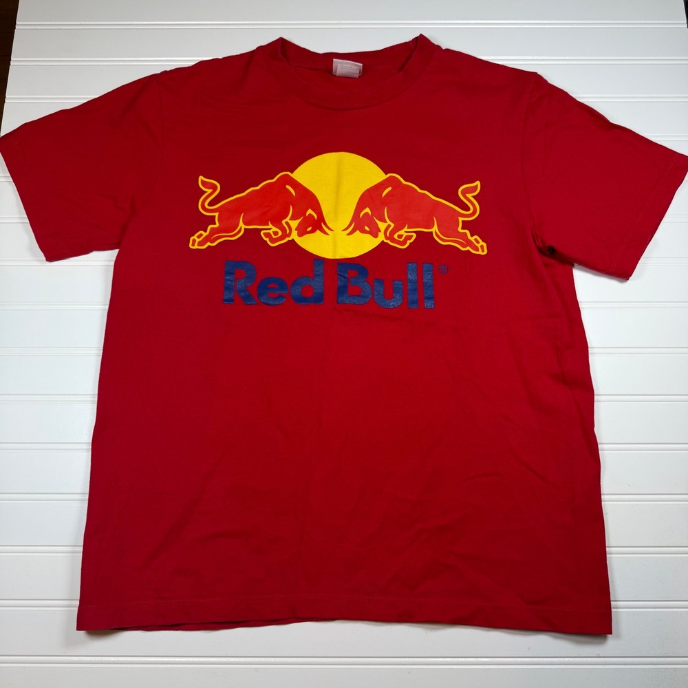 Vintage Red Bull Racing Graphic T-Shirt Mens Large Red Cotton Thailand Tag